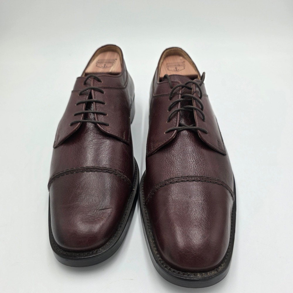 E.T. Wright Mens Burgundy Leather Cap Toe Derby Dress Shoes‎ Size 11 AA Narrow